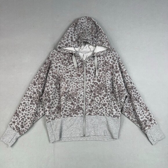 Athleta Track Suit Set Womens Large Gray Leopard Balance Hoodie Jacket Jogger - Picture 2 of 16